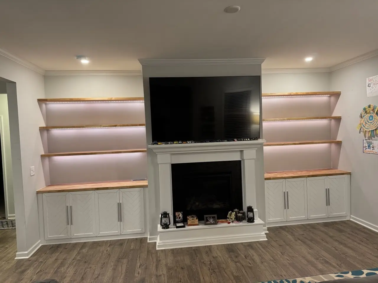 Built-in shelves LED lighting Morrisville NC